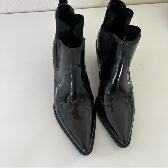 Sam Edelman Pointed Toe Western Bootie Rubber Rain Boot Size 6 Black - Picture 7 of 9